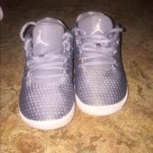 Gray and White Jordan Sneakers